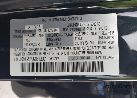 2016 Mazda Cx-5 Sport from USA, damaged, VIN JM3KE2BY0G0813901